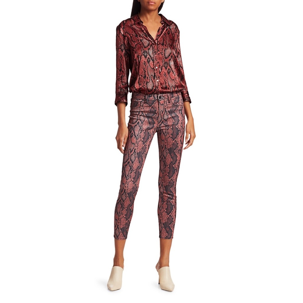 NWT L'Agence Margot Ankle Skinny Crop Python Jeans - Picture 2 of 6